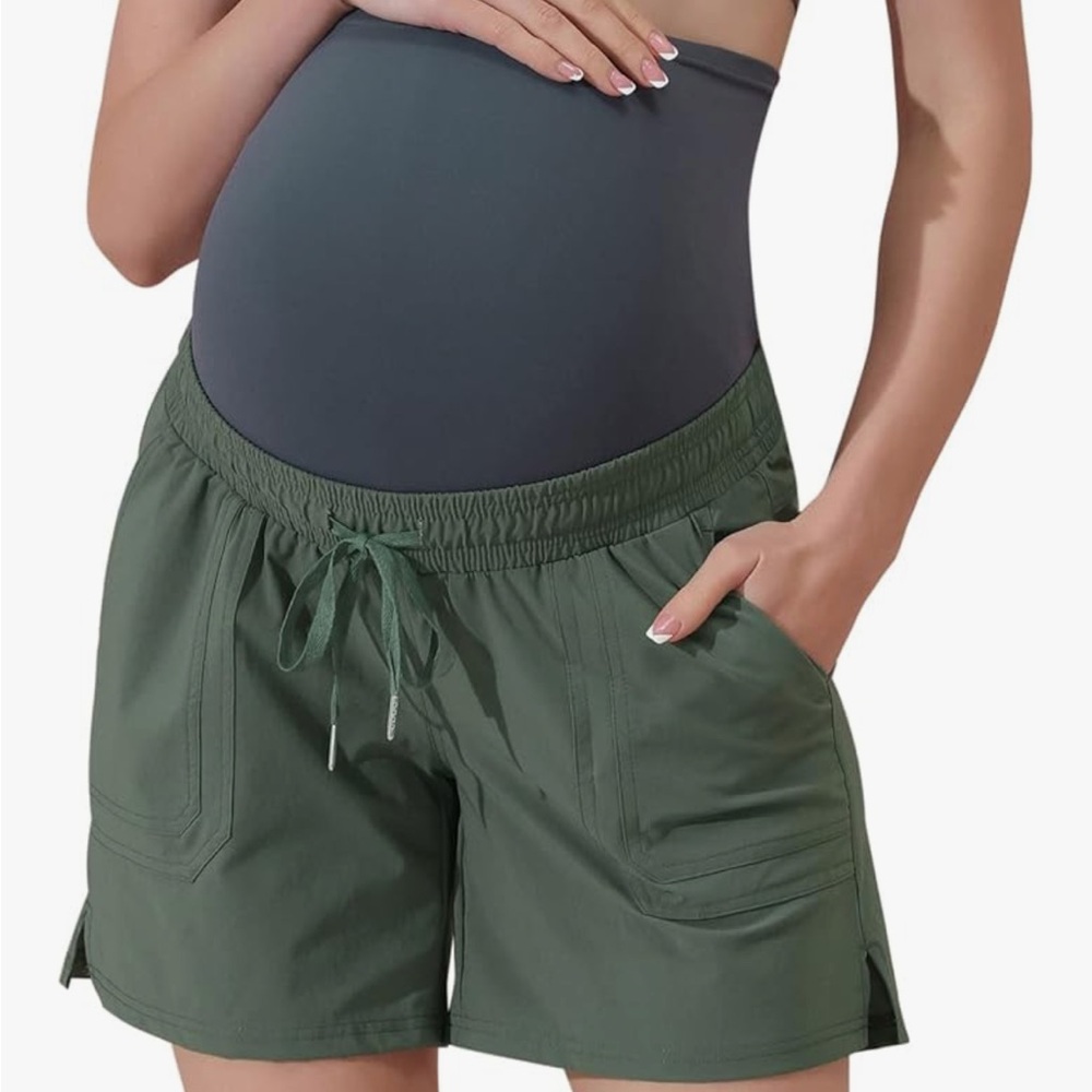 Women’s Outdoor Athletic Maternity Shorts - Dark Green